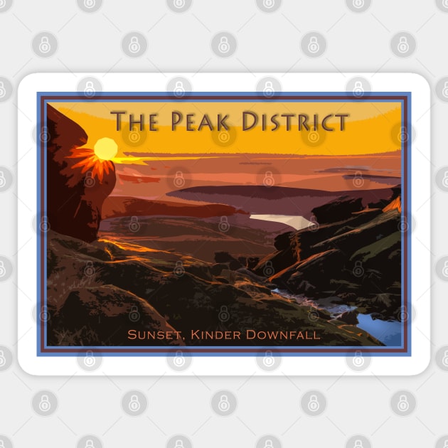 The Peak District, Kinder Downfall sunset Sticker by geoffshoults